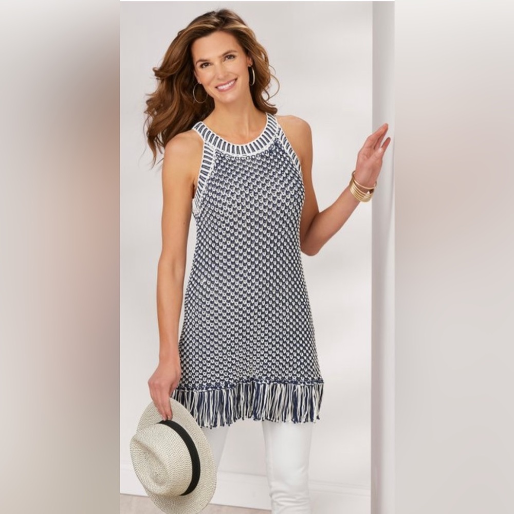 Soft Surroundings Bambado Fringe Halter Tank